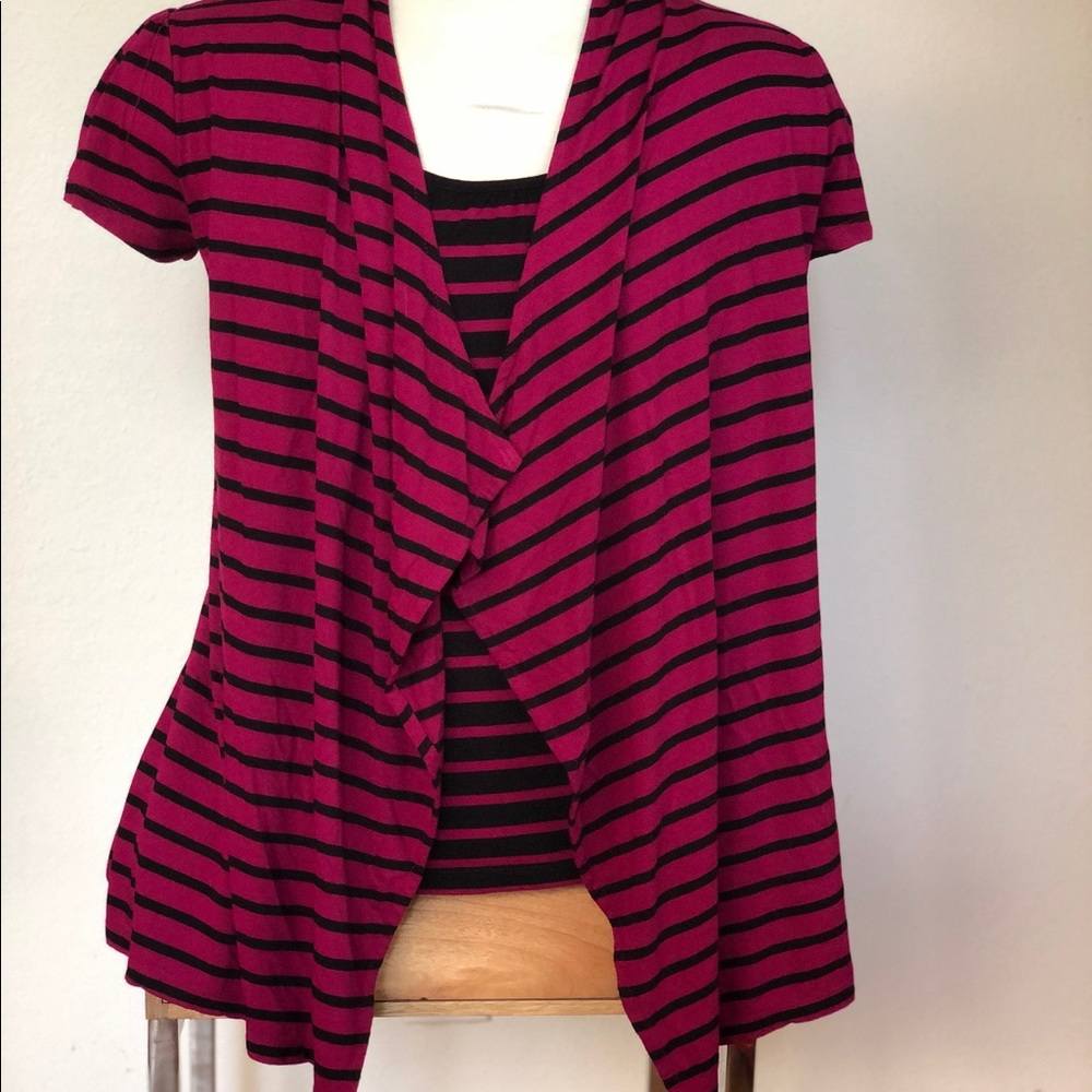 INC pink/black knit top.